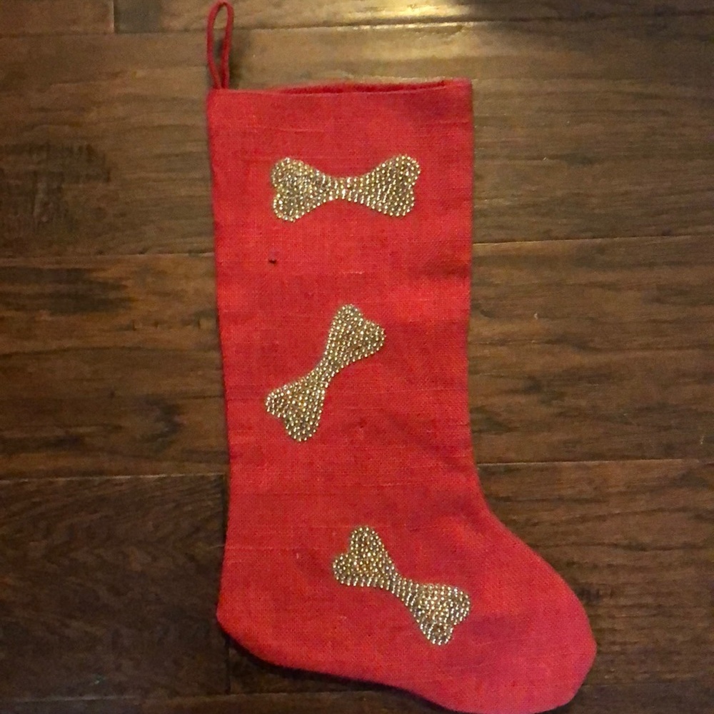 Burlap dog bone stocking